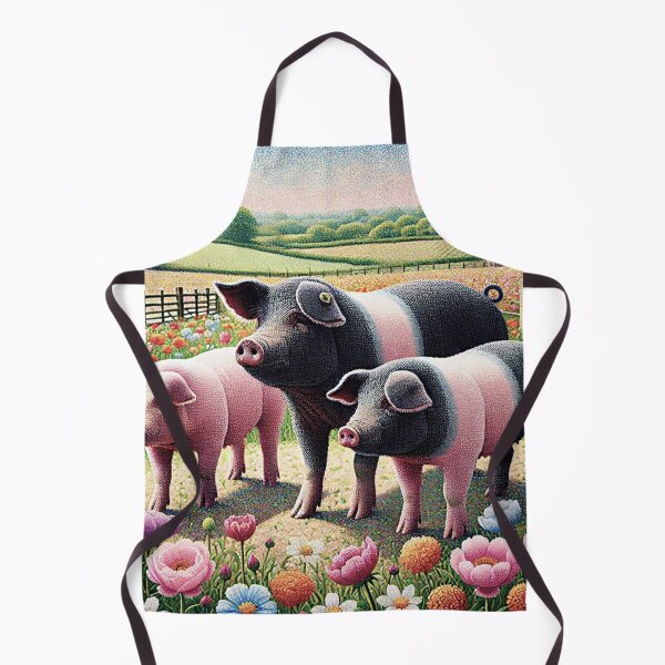 Item preview, Pointilistic Watercolor Hampshire Pig in English Countryside #7 designed and sold by Helios Be. Lavsh.