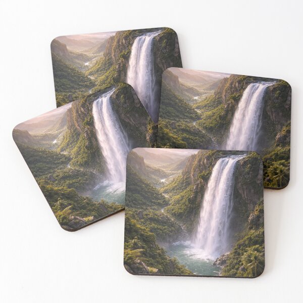 Item preview, Epic Tropical Waterfall Sunset - Lush Jungle Golden Hour Paradise Landscape designed and sold by NAJURE.