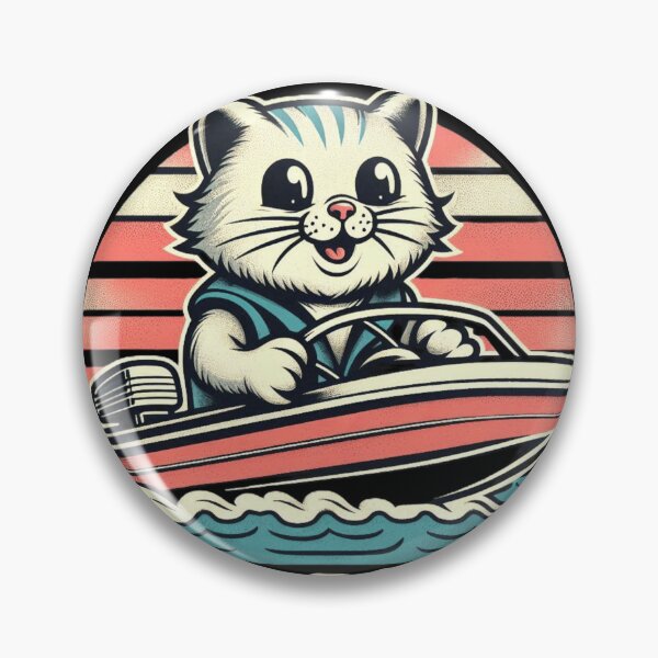 Artikelvorschau, Ich liebe Motorbootfahren Katzen Retro Vintage Sonnenuntergang Bootfahren Kätzchen entworfen und verkauft von Zoo-Moo.