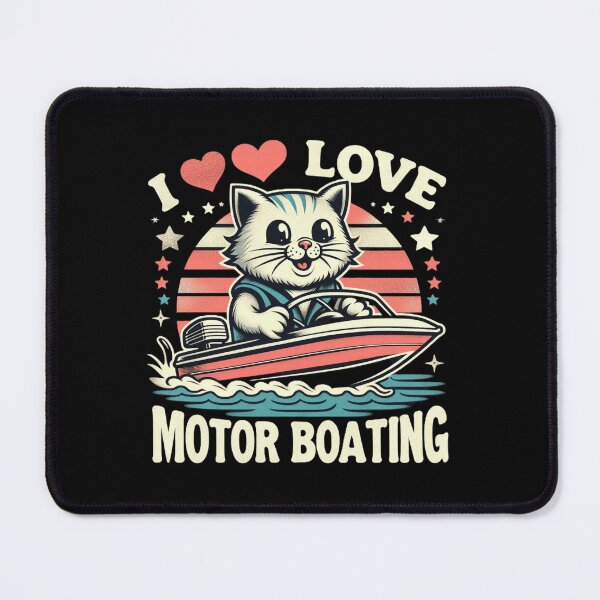 Item preview, I Love Motorboating Cats Retro Vintage Sunset Boating Kitty designed and sold by Zoo-Moo.