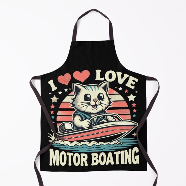 Item preview, I Love Motorboating Cats Retro Vintage Sunset Boating Kitty designed and sold by Zoo-Moo.