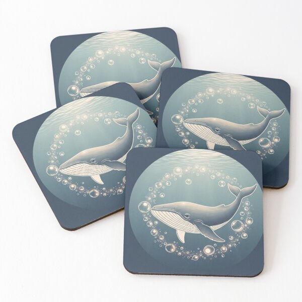 Item preview, Illustrated Blue Whale - Minimalist Ocean Art with Bubbles designed and sold by soletstudio.