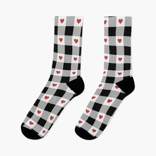 Item preview, Black Grey Checkered Pattern with Red Hearts designed and sold by joleyjl.