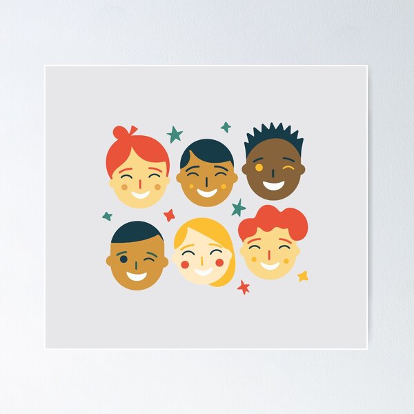 Item preview, Six different children faces smiling and laughing, full of joy designed and sold by y-a-y.