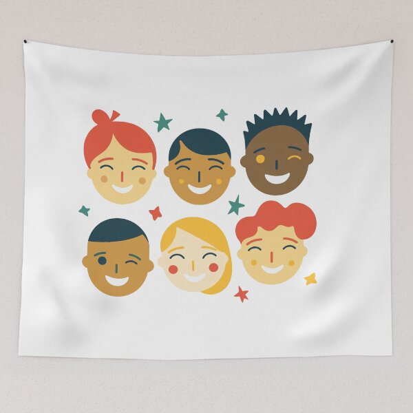 Item preview, Six different children faces smiling and laughing, full of joy designed and sold by y-a-y.