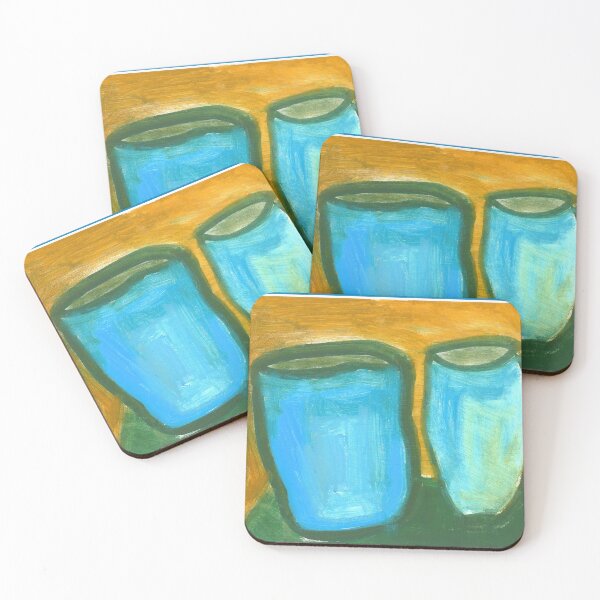 Item preview, Blue cups on table designed and sold by Kayli's Art.