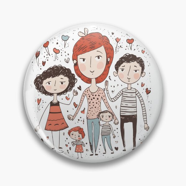 Item preview, Single mom and 4 kids standing and smiling in a family portrait designed and sold by y-a-y.