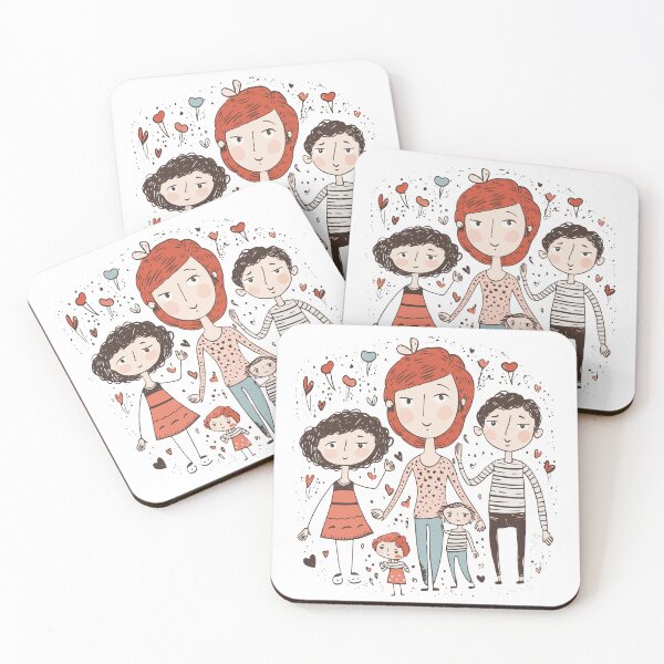 Item preview, Single mom and 4 kids standing and smiling in a family portrait designed and sold by y-a-y.