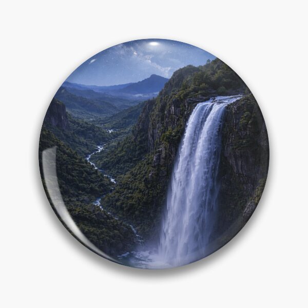 Item preview, Moonlit Tropical Waterfall Night - Full Moon Milky Way Jungle Paradise Landscape designed and sold by NAJURE.