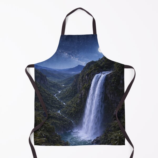 Item preview, Moonlit Tropical Waterfall Night - Full Moon Milky Way Jungle Paradise Landscape designed and sold by NAJURE.