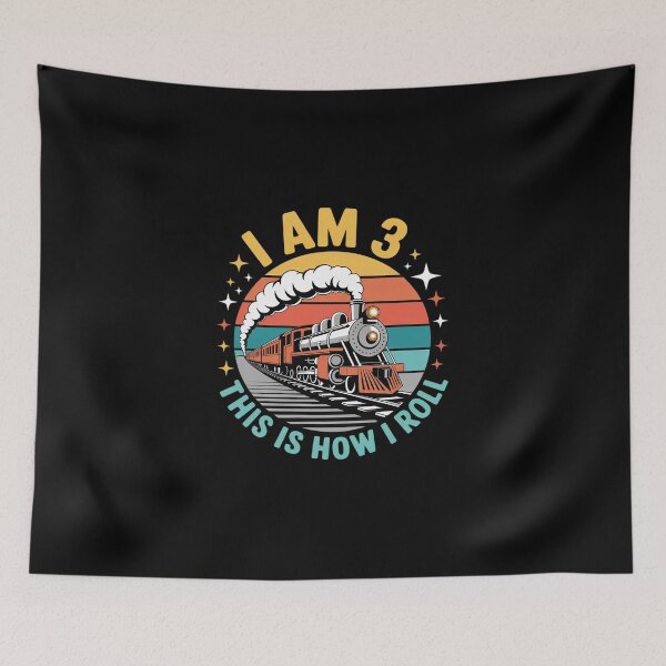 Item preview, I Am 3 This Is How I Roll Boys Train Fun 3rd Birthday Party designed and sold by DigitaldeligArt.