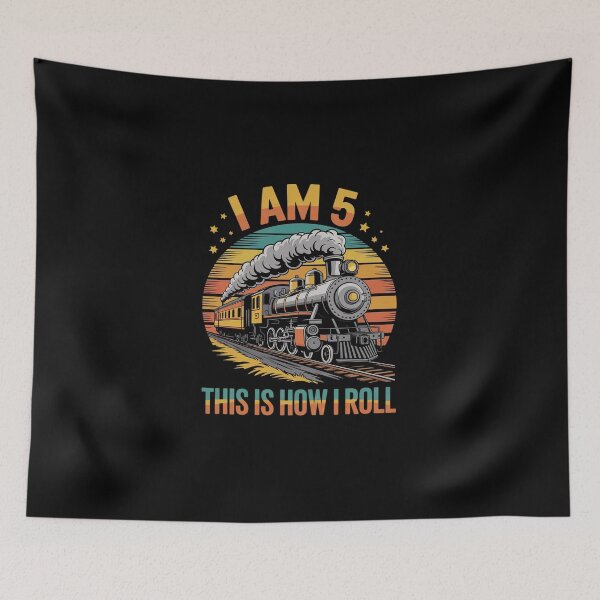 Item preview, I Am 5 This Is How I Roll Boys Train Fun 5th Birthday Party designed and sold by DigitaldeligArt.