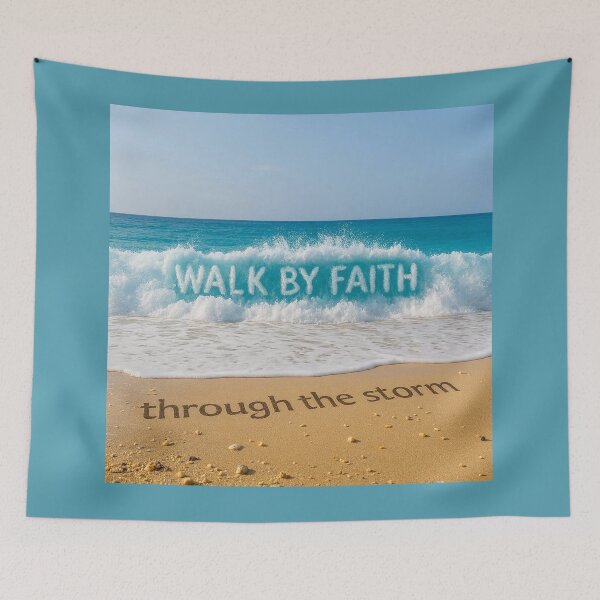 Item preview, WALK BY FAITH - Through the Storm - Ocean Wave Art designed and sold by Urban-InkStudio.