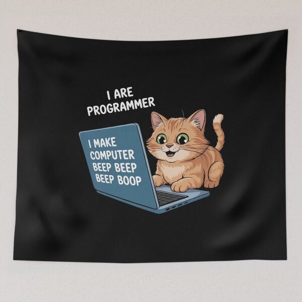 Item preview, I Are Programmer I Make Computer Beep Cute Cat designed and sold by MarkLeedsArt.