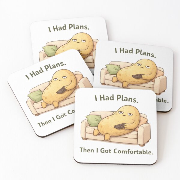 Item preview, I Had Plans, Then I Got Comfortable – Funny Couch Potato Illustration designed and sold by CosmicSplendor.