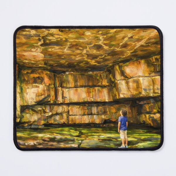 Item preview, Muckross Head cave amazes young boy oil painting format designed and sold by OliDesigns.