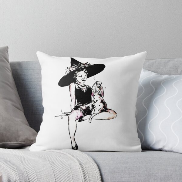 Item preview, Witch lounging with feline familiar designed and sold by mitalupo.