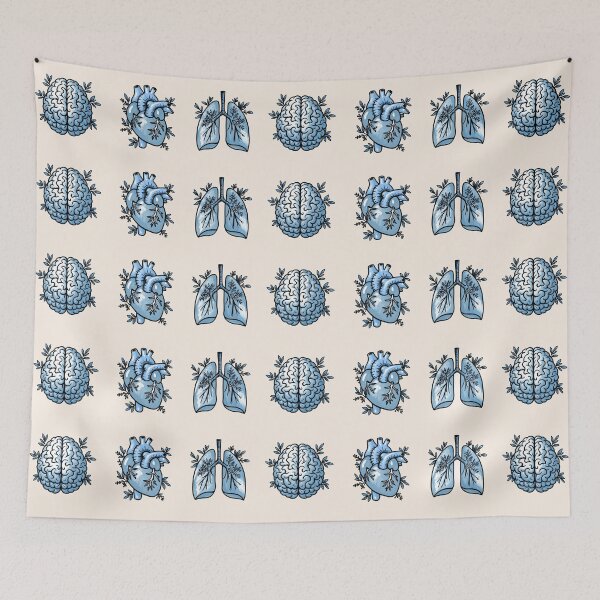 Item preview, Botanical Anatomy Set: Brain, Heart & Lungs Watercolor Floral designed and sold by Collagedream.