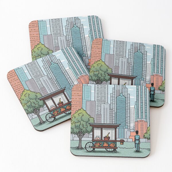 Item preview, Asian food stall selling hot meals on a city street designed and sold by y-a-y.