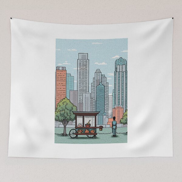 Item preview, Asian food stall selling hot meals on a city street designed and sold by y-a-y.
