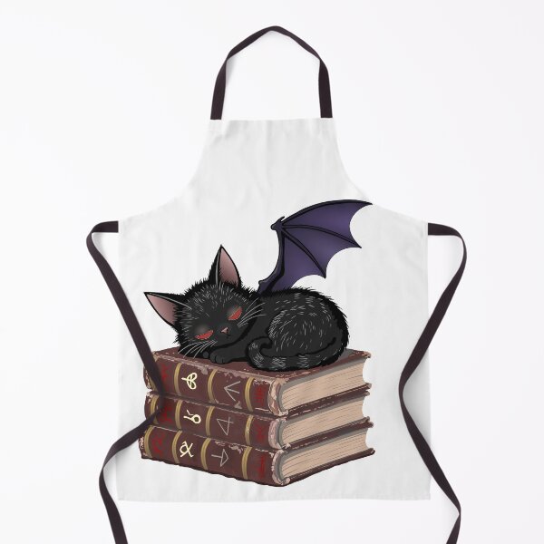 Item preview, Demon Kitten sleeping on stack of Grimoires - for light backgrounds designed and sold by Really Bad Art.