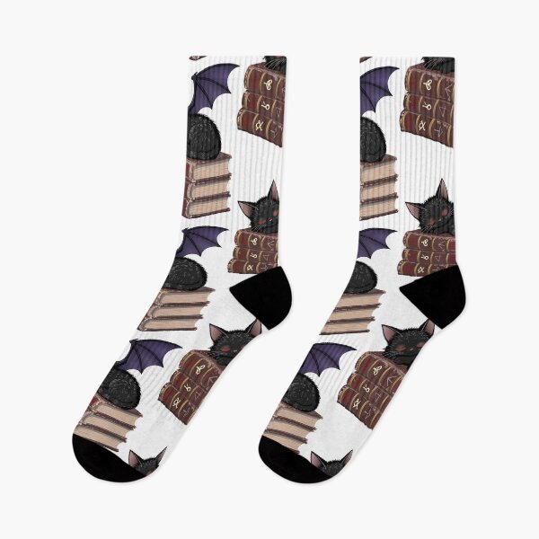 Item preview, Demon Kitten sleeping on stack of Grimoires - for light backgrounds designed and sold by Really Bad Art.
