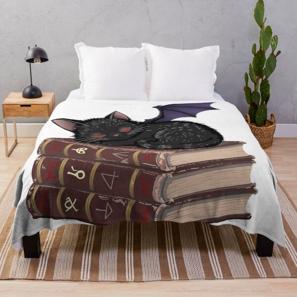 Item preview, Demon Kitten sleeping on stack of Grimoires - for light backgrounds designed and sold by Really Bad Art.