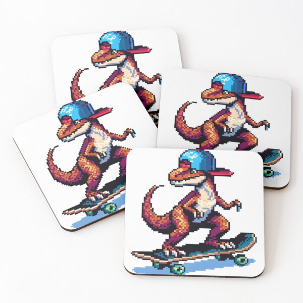 Item preview, Skateboarding Pixel Dinosaur – Retro 8-Bit Skater Dino designed and sold by onlin3boutiqu3.