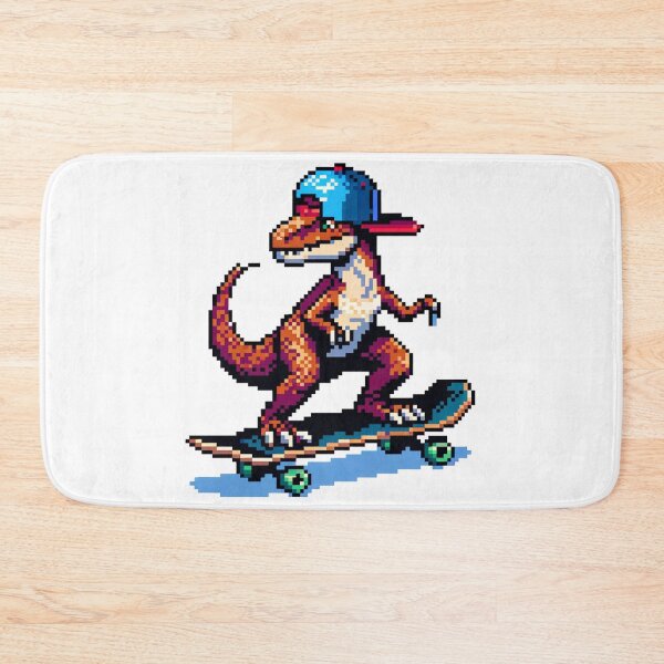 Item preview, Skateboarding Pixel Dinosaur – Retro 8-Bit Skater Dino designed and sold by onlin3boutiqu3.