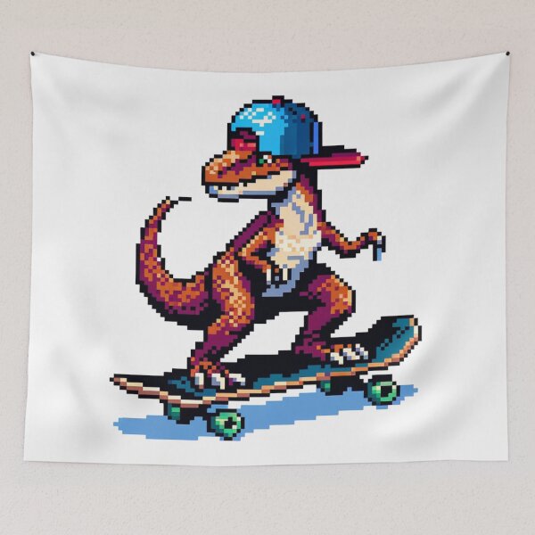 Item preview, Skateboarding Pixel Dinosaur – Retro 8-Bit Skater Dino designed and sold by onlin3boutiqu3.
