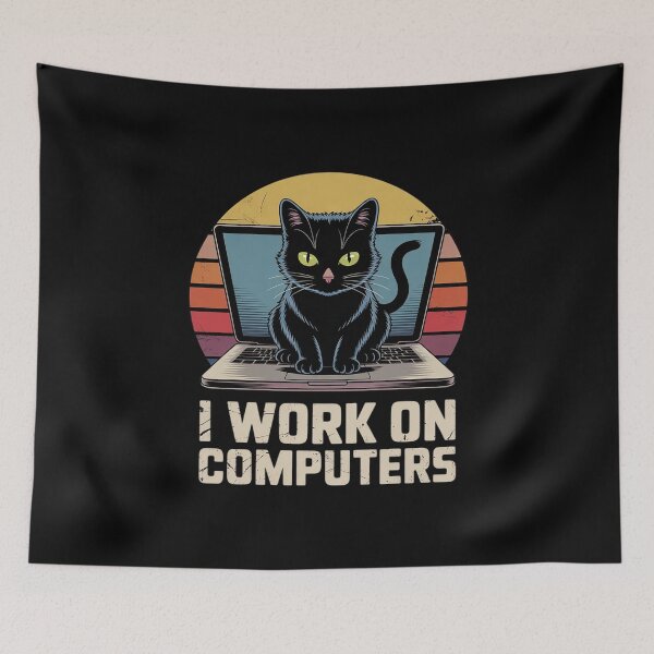 Item preview, I Work On Computers Distracting Cat on Laptop  designed and sold by MarkLeedsArt.