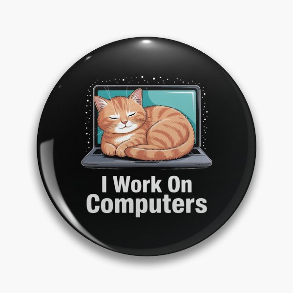 Item preview, I Work on Computers Cute Tech Coding Cat Working designed and sold by DigitaldeligArt.