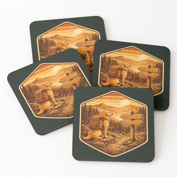 Item preview, Hiking Labrador Signpost Badge – Mountain Trail Adventure designed and sold by PawPrintCustom.