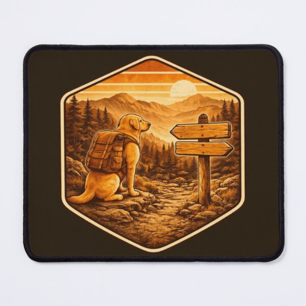 Item preview, Hiking Labrador Signpost Badge – Mountain Trail Adventure designed and sold by PawPrintCustom.
