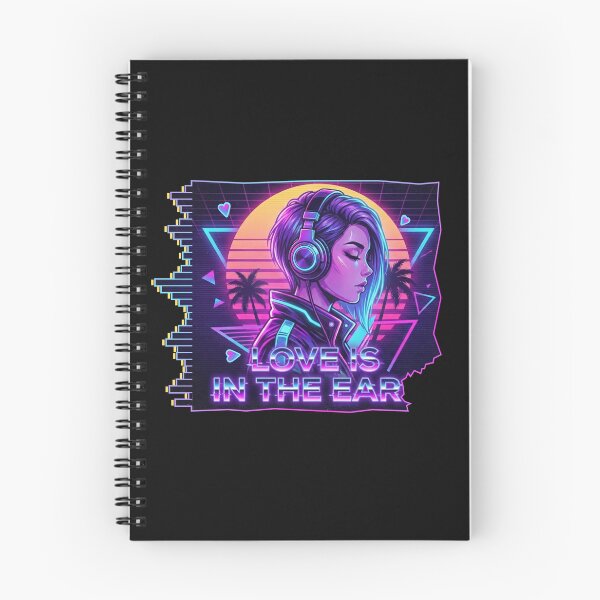 Item preview, Love Is in the Ear – Neon Synthwave Girl with Headphones designed and sold by MerchYouSearch.