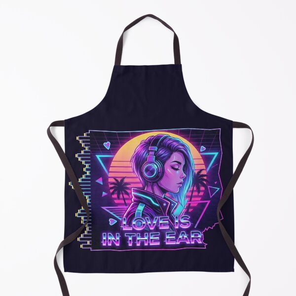 Item preview, Love Is in the Ear – Neon Synthwave Girl with Headphones designed and sold by MerchYouSearch.