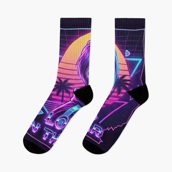 Item preview, Love Is in the Ear – Neon Synthwave Girl with Headphones designed and sold by MerchYouSearch.
