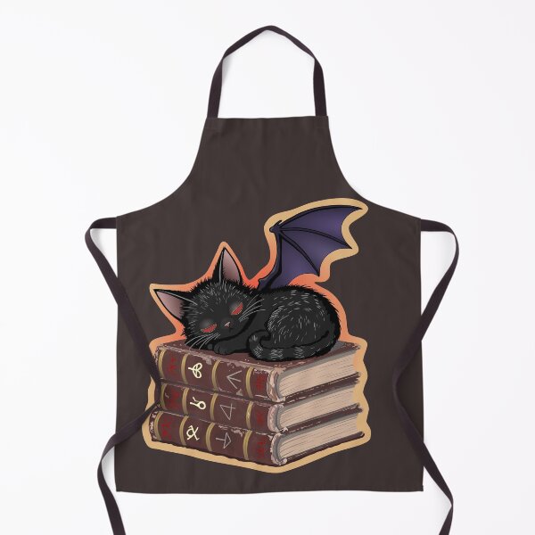 Item preview, Demon Kitten sleeping on stack of Grimoires - for dark backgrounds designed and sold by Really Bad Art.
