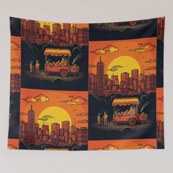 Item preview, Food stall selling hot meals in a city park in the evening designed and sold by y-a-y.