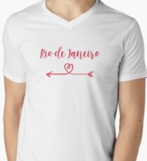 Rio de Janeiro Love Heart Handwriting Style Men's V-Neck T-Shirt