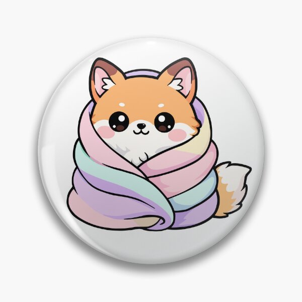 Item preview, Kawaii Fox Wrapped in Pastel Blanket – Cozy Cute Animal Art designed and sold by CozyCritterShop.