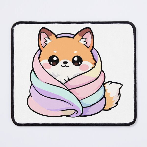 Item preview, Kawaii Fox Wrapped in Pastel Blanket – Cozy Cute Animal Art designed and sold by CozyCritterShop.