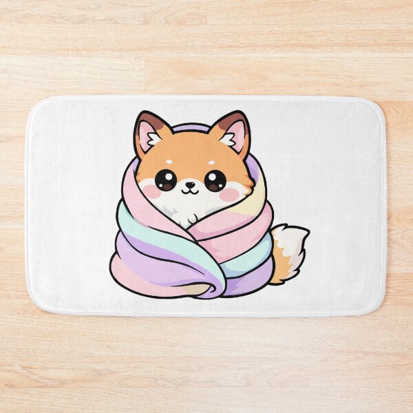 Item preview, Kawaii Fox Wrapped in Pastel Blanket – Cozy Cute Animal Art designed and sold by CozyCritterShop.