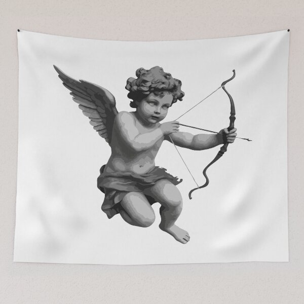Item preview, Cupid in Flight – Classical Cherub Angel with Bow | Timeless Valentine’s Day Fine Art Illustration designed and sold by BrainBubbleArt.
