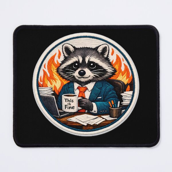 Item preview, Faux Embroidery Raccoon - Corporate Chaos Patch designed and sold by MalkyStudio.