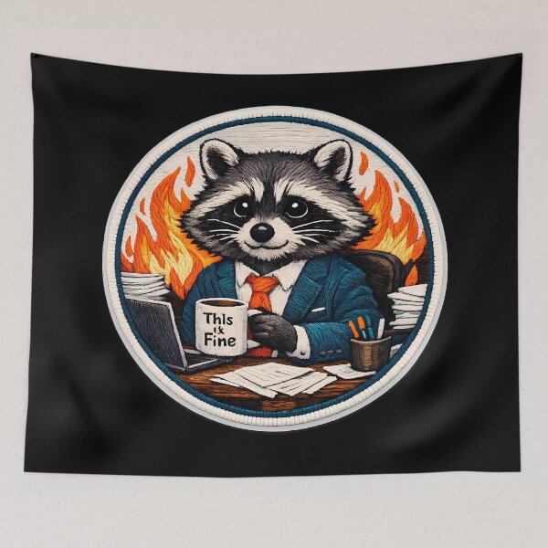 Item preview, Faux Embroidery Raccoon - Corporate Chaos Patch designed and sold by MalkyStudio.