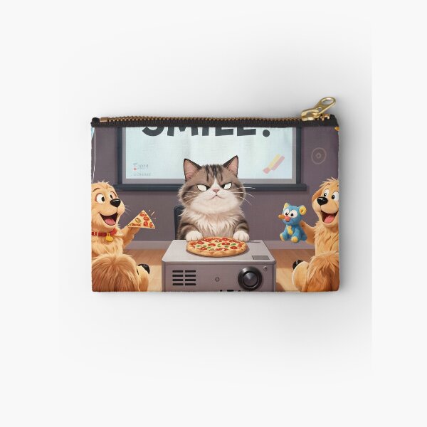 Item preview, A sourpuss surrounded by peppy dogs trying to motivate a smile designed and sold by ShaDeS-AI-Art.