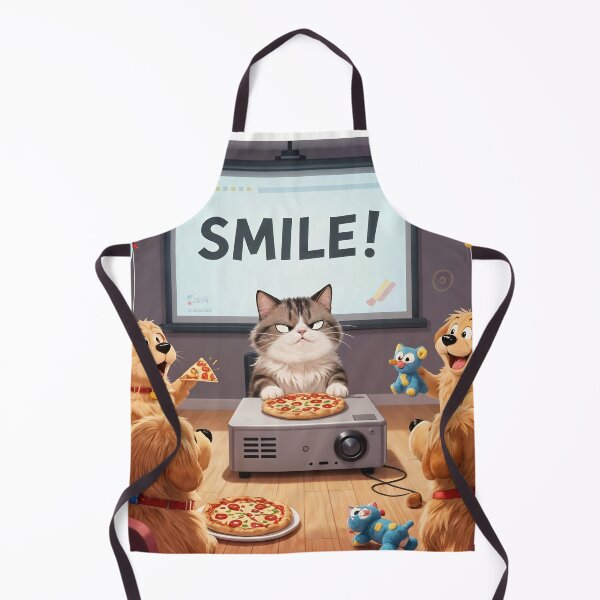 Item preview, A sourpuss surrounded by peppy dogs trying to motivate a smile designed and sold by ShaDeS-AI-Art.