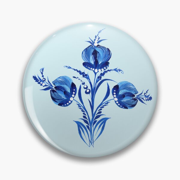 Item preview, Bouquet blues flowers Ukraine art, Petrykivka style, author's drawing, bouquet designed and sold by Sunflower-7.