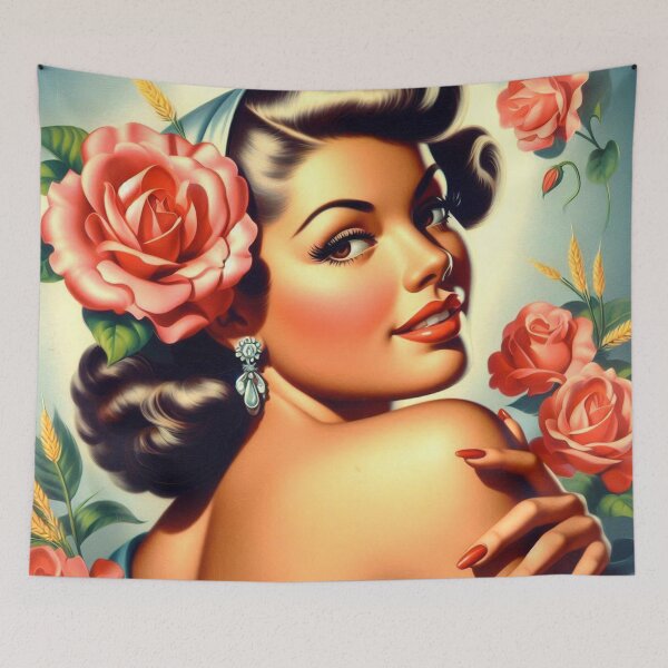 Item preview, Cute Vintage Pinup Painting designed and sold by PulpVintage.